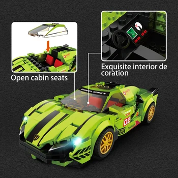 Super Masina Tehnice Viteza Campionilor Building Block Mini de Lux verde Trage Înapoi Model de Vehicul Cărămizi Cadou de Ziua de nastere pentru Baieti