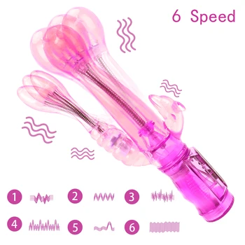 Super Vibrator Vibrator cu 6 trepte de Viteză Rabbit Vibrator G-spot Masaj Triple Vibrații Clitoris Vagin Stimulator Jucarii Sexuale pentru Femei