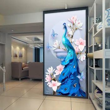Superba Păuni Pictura Decor DIY Ușa de Perete Autocolant Dormitor Pridvor Artă Murală Auto-adeziv Impermeabil din PVC Perete Poster