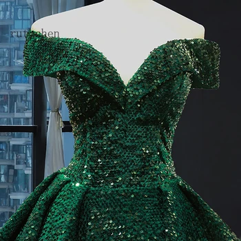 Superba Sequin Rochie De Seară Lungă Pe Umăr Verde Smarald Femei Formale De Pageant Rochii De Bal