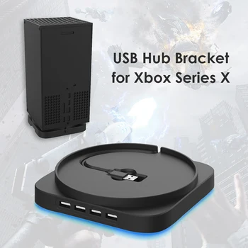 Suport Vertical pentru Xbox Seria X cu 4 Porturi USB 2.0 Hub Extensia de Mare Viteză Adaptor de Lumină Albastră Leagăn de Bază Joc Consola Sta