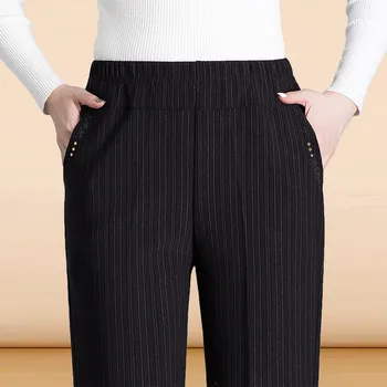 Supradimensionat Femei Pantaloni de Primăvară Cădea Talie Elastic Pantaloni Casual Plus Catifea Cald Iarna Pantaloni Mijloc de sex Feminin Pantaloni Drepte XL-8XL