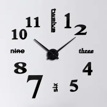 Supradimensionate Ceas de Perete, Ceas Artă, Mut Ceas, Digital DIY Ceas, Oglindă 3D Autocolant, Număr Mare Grijă, Decor Acasă