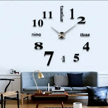 Supradimensionate Ceas de Perete, Ceas Artă, Mut Ceas, Digital DIY Ceas, Oglindă 3D Autocolant, Număr Mare Grijă, Decor Acasă