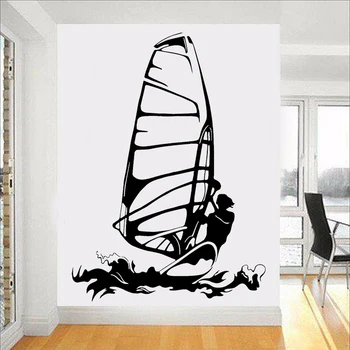 Surfer Perete Autocolant Sport pentru amatorii de windsurfing Kitesurfing Sport de Apă de Vinil de Perete Decal pentru Interior Acasă Decorare Camera Poster C120