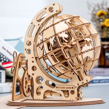 Surwish Woodcraft Kit de Construcție 3D DIY Tellurion Puzzle Model de Ornamente Pentru Decor Acasă Baieti Copii Cadouri 2019