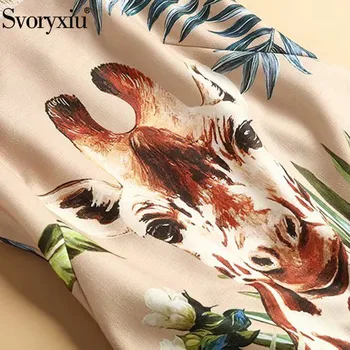 Svoryxiu 2020 Nou Primavara-Vara Pista Animal Girafa Rochie de Imprimare de Moda pentru Femei Ciucure Spaghete Curea Sexy Rochii Midi