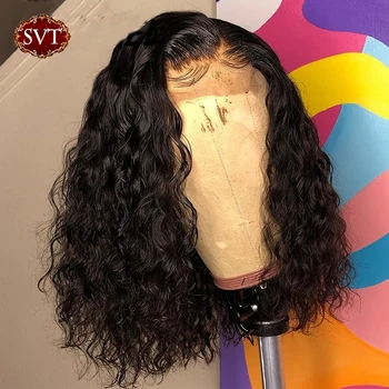 SVT Brazilian Val de Apă Bob Scurt 4x4 Închidere Perucă din Păr Uman Dantela Frontal Ondulat Cret Bob Peruci Pentru Femei Pre Smuls Peruca Dantelă