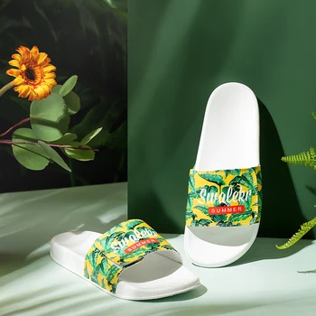 Swalker 2020 barbati papuci de vara de desene animate iubit sansals în aer liber, plajă print amuzant pantofi slide flip flops camera de baie confortabil