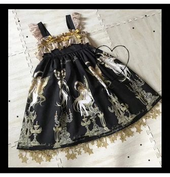 Sweet lolita rochie curea vintage bowknot drăguț imprimare talie mare printesa rochie victoriană fata kawaii lolita gotic pentru că loli