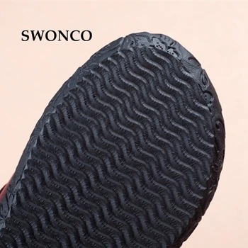 SWONCO Plat pentru Femei Pantofi Platforma 2018 Primavara Toamna din Piele de Epocă Doamnelor Pantofi Femei Pantofi Plat Platforma Femeie Pantofi