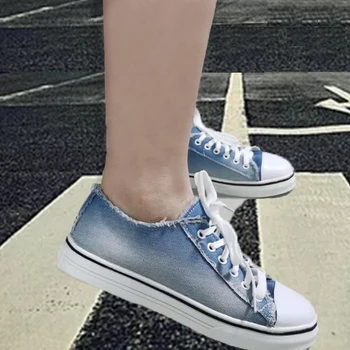 SWQZVT Plat Pantofi de Panza pentru Femei New Denim Albastru Casual Femei Adidași Pantofi de Moda de Vară, de Toamnă, de sex Feminin Vulcaniza Pantofi Plus Dimensiune
