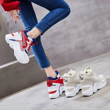 SWYIYV Femei Pantofi Roșii Platforma Adidasi 2019 Nou de sex Feminin Indesata Pană Pantofi Casual Pentru Femei Adidași Ascuns Tocuri Pantofi Femei