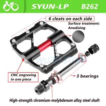 SYUN_LP ultralight Sigilate Pedala de Biciclete CNC din Aluminiu 3 Rulmenti Anti-alunecare Pedale De MTB Drum de Munte Ciclism Biciclete, Accesorii
