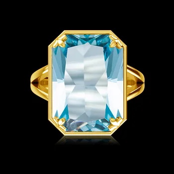 Szjinao Acvamarin Inel Aur Argint 925 Inele de Logodna Pentru Femei Pătrat de Piatră prețioasă Albastru Brand de bijuterii Fine produs Nou