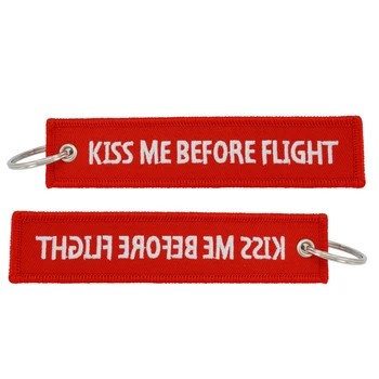 Sărută-Mă Înainte de Zbor Breloc Rosu Cheie Inel Cheie Lanț pentru Aviație Cadouri Broderie Anahtarlik Eticheta Mașină Brelocuri 5 BUC/LOT