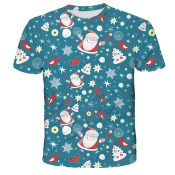 T-shirt pom de crăciun Băieți Fete Moș Crăciun Cadou de Moda Print T Shirt de la 4 La 14 Ani Vară 2020 Poliester Copii pentru Fete