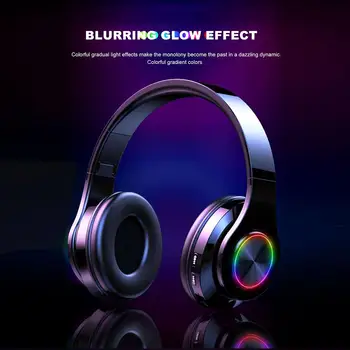 T6 Pline De Culoare Gradient De Lumina Căști De Reducere A Zgomotului De 350 MAh Poartă Hifi Stereo Bluetooth 5.0 Wireless Pliabil Căști De Gaming