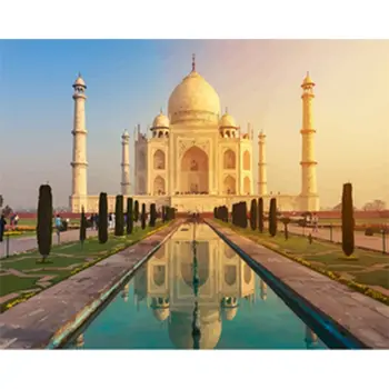 Tablou De Numărul de Frumos Taj MahaScenery Acrilice, Pictură în Ulei Pictate de Artă Cadou DIY Imagine Kituri de Acasă Decorare 50x65cm