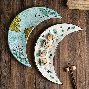 Tacamuri din ceramică neregulate placa de preparate din bucătăria Japoneză sushi fel de mâncare gustare fel de mâncare creative retro luna placă de bucătărie restaurant set farfurie