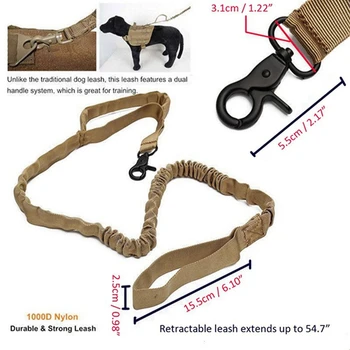 Tactic Bungee Lesa Caine Nylon Eliberare Rapidă Pisica Animale De Companie Caini Lesa 2 Mâner Elastic Conduce Coarda Militare Pentru Câine De Formare Lese