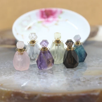 Taie Cuarț de Cristal de Sticla de Parfum Pandantive,Ametist, Fluorit Piatra Ulei Esențial Difuzor Flacon Colier Farmece femei Bijuterii