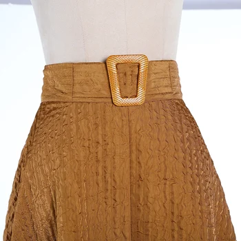 Talie Inalta Femei Fusta Casual Solide Vintage Plisata Midi Fuste De Moda Doamnă Simplu Saia Mujer Faldas