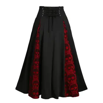 Talie inalta Fusta Midi Gotic Fusta Plisata Petrecere Casual Fusta Plus Dimensiune Dantelă Mozaic de Epocă faldas mujer moda 2020