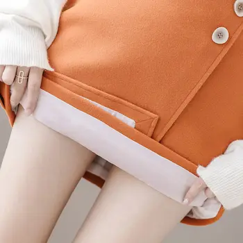 Talie mare portocaliu lână fuste femei 2020 toamna iarna coreean o-linie fuste mini neregulate femme jupes lână saias plus dimensiune