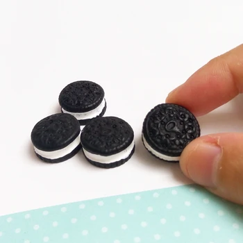 Tanduzi 20BUC Kawaii Flatback Miniaturas Fals Alimente Rășină Neagră Biscuiti Fursecuri Cabochons Înfrumusețarea Album DIY