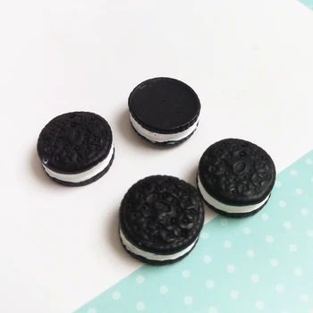 Tanduzi 20BUC Kawaii Flatback Miniaturas Fals Alimente Rășină Neagră Biscuiti Fursecuri Cabochons Înfrumusețarea Album DIY