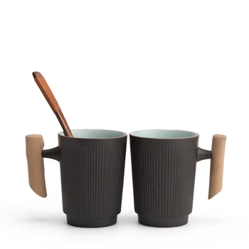 TANGPIN negru vase ceramice, cani de ceai cu filtre de cafea ceașcă ceașcă de ceai 250ml