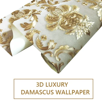 Tapet 3D Europeană Stil Lux de Aur Damasc imagini de Fundal Rola TV Camera de zi Canapea Dormitor Decor Acasă Vinil PVC gazete de Perete