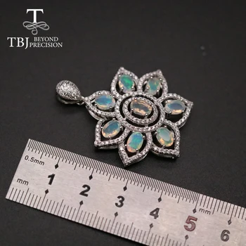 TBJ , Naturala Opal pandantiv oval 4*6mm 3.5 ct forma de Floare adevărată piatră prețioasă de bijuterii fine de argint 925 pentru femei partid