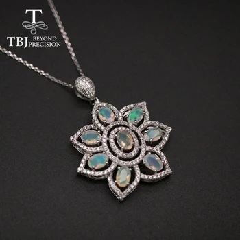 TBJ , Naturala Opal pandantiv oval 4*6mm 3.5 ct forma de Floare adevărată piatră prețioasă de bijuterii fine de argint 925 pentru femei partid