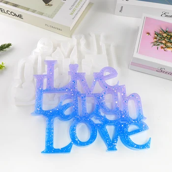 TC136 Live Laugh Love Cuvinte Epoxidice Cristal de Silicon Matrite Litere Cu Folie de Aur Pentru Rasina