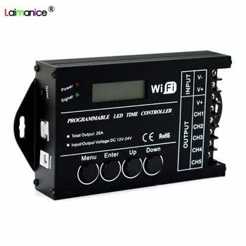 TC420 /WiFi TC421 timp programabile cu led controler RGB dimmer iluminare acvariu timer, DC12-24V intrare, 5 canale,max 5*4A