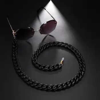 Teamer Chic Negru Acrilic Ochelari Lanț pentru Barbati Femei Punk Largă de ochelari de Soare, Curele de Cabluri de Moda Ochelari de Citit Gât Titular