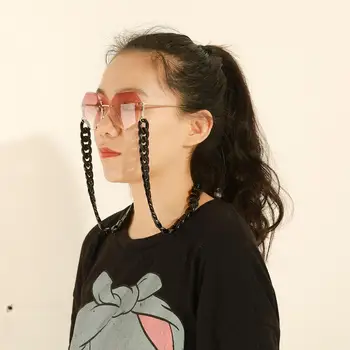 Teamer Chic Negru Acrilic Ochelari Lanț pentru Barbati Femei Punk Largă de ochelari de Soare, Curele de Cabluri de Moda Ochelari de Citit Gât Titular