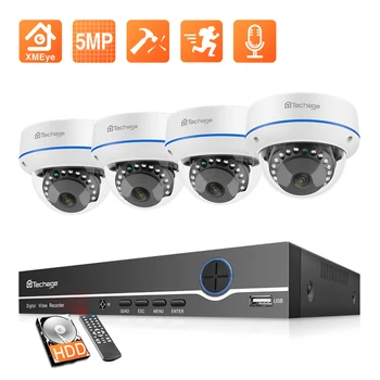 Techage H. 265 4CH 5MP Securitate Acasă POE Kit NVR 2MP Sunet Audio Camera IP Dome de Interior P2P Video Sistem de Supraveghere CCTV Set