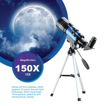 Telescop pentru Astronomie Incepatori, Copii Adulți 70mm telescoape Astronomice cu Adaptor Smartphone Lentila Barlow 3X