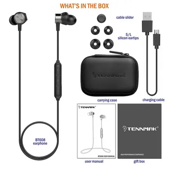 TENNMAK BT608 Bluetooth 5.0 Impermeabil Sweatproof În Ureche Sport Sală de sport Căști cu Microfon, Magnetic Wireless Căști