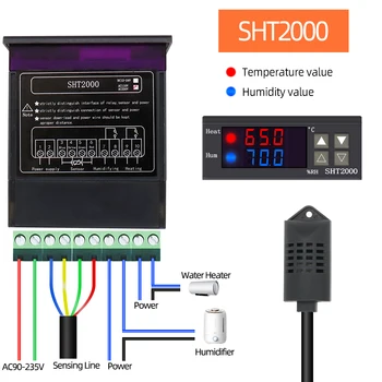Termostat Digital Controler de Temperatura SHT2000 de Umiditate Termostat Higrometru AC 110V 220V DC 12V 24V 30% off
