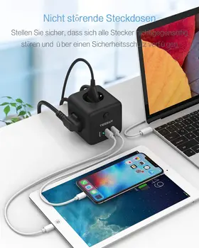 TESSAN PowerCube prelungitor USB Socket UE Plug Adaptor Extensie cu Comutator 3 Puncte 3 Porturi USB Călătorie Acasă de Încărcare
