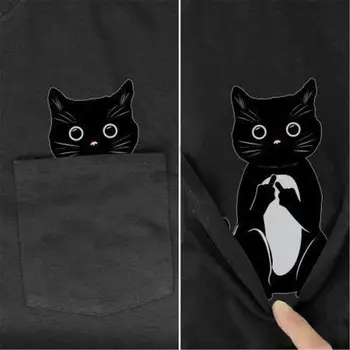 Tessffel NewFashion Film Animal Pisică Câine de Buzunar tricou Amuzant Harajuku Bărbați/Femei Casual de Vara de Bumbac Tee Short sleeve Shirt D3