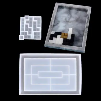 Tetris Silicon, Rășină Epoxidică Matrite Set de Dimensiuni Mici Joc de Tetris Cube cu Tava Kit de Bijuterii DIY Meșteșug de a Face Instrumente de Decor Acasă Mucegai