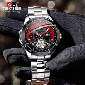 TEVISE855B metalice tubulare mecanice bărbați ceas 2020 nou de agrement bărbați impermeabil ceas bandă de oțel activitatea de personalitate de moda