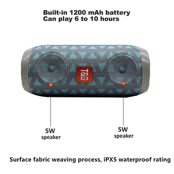 TG117 Difuzor Portabil Impermeabil Bluetooth Speaker în aer liber Subwoofer Bass Boxe Wireless Mini Coloana Cutie Difuzor FM TF