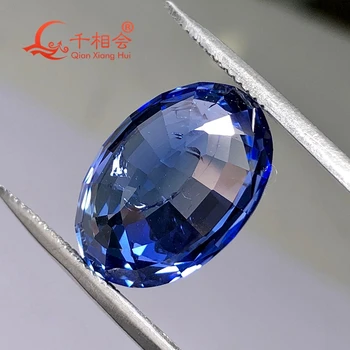 Thailanda se taie Albăstrea albastru Safir artificial formă ovală corindon bijuterie de piatra cu fisuri și incluziuni