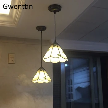 Tiffany Lumini Pandantiv Mediteraneene Loft Home Decor Creativ Vitralii Agățat Lampa De Dormitor, Sufragerie, Corpuri De Iluminat